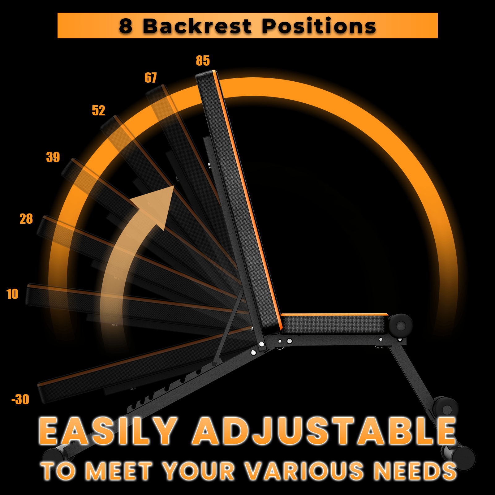 GartistGo Banc de musculation pliable et ajustable, 300KG/660LB Banc de musculation pliable et rapide pour la maison, l'entraînement, la salle de sport