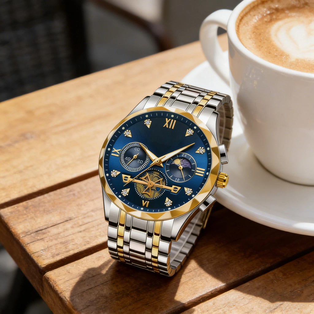 Montre d'affaires pour homme, bracelet en acier inoxydable massif, montre stable pour homme d'âge mûr