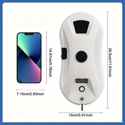 PuRuiKai11 Robot Nettoyeur de Vitres Intelligent et Automatique (Modèle 2026) avec Télécommande, Pulvérisation Automatique d'Eau, Corde de Sécurité -Chute de 4,5 mètres, Incluant 10 Chiffons de Nettoyage et Bouteilles de Pulvérisation