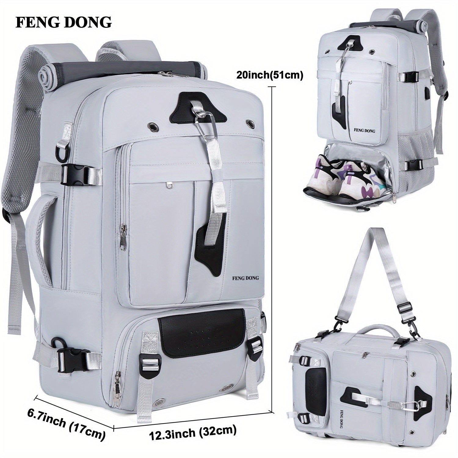 Sac à Dos de Voyage Léger à Grande Capacité Compatible pour Ordinateur Portable de 17,3 Pouces & Affaires, Sac d'École avec Compartiment à Chaussures, Multi-Compartiments & Bretelles Rembourrées - Housse pour Ordinateur Portable en Nylon pour Professionne