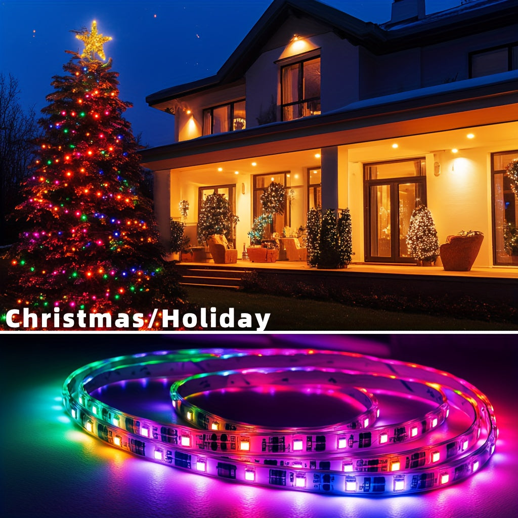 Bandeaux lumineux LED intelligents pour chambre, lumières LED RVB avec application et télécommande, lumières changeantes de couleur pour décoration intérieure, fête, bande lumineuse de décoration de fêtes, cadeaux de Thanksgiving, décoration de Noël