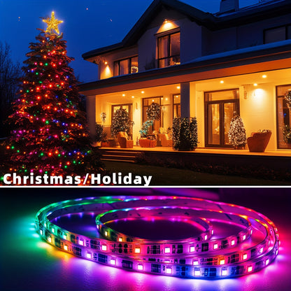 Bandeaux lumineux LED intelligents pour chambre, lumières LED RVB avec application et télécommande, lumières changeantes de couleur pour décoration intérieure, fête, bande lumineuse de décoration de fêtes, cadeaux de Thanksgiving, décoration de Noël