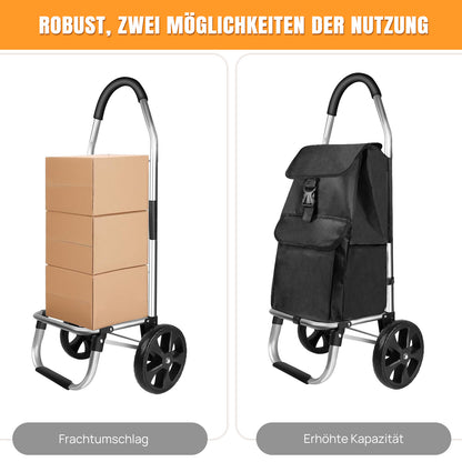 Chariot de courses léger pliable - Chariot d'escalier à 2 roues, grande capacité de 40L, sac amovible et cadre en aluminium durable, chariot d'épicerie pliable pour un rangement facile