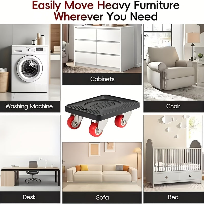 1 Lot de Rehausseur de Meubles Robuste, Déplace-Meubles, Outil de Déplacement de Meubles avec Perche d'Extension et 4 Roues, Convient aux Objets Lourds, Tels que Réfrigérateur, Climatiseur, Canapés, Machine à Laver - Grands Patins de Meubles, Patins de Dé