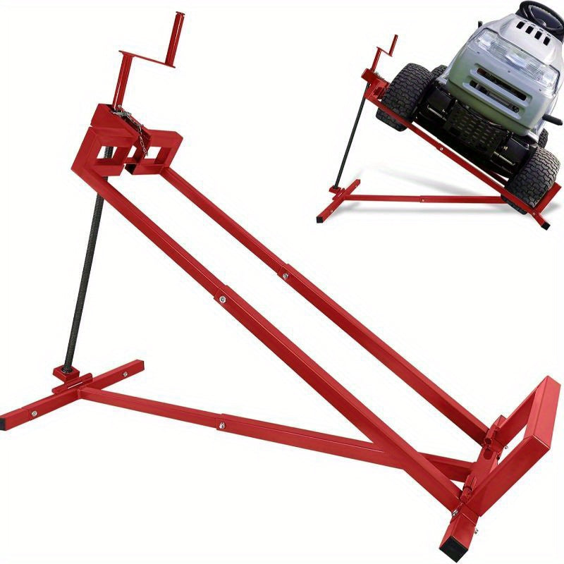 Diable pour tracteur de pelouse, Diable pour tondeuse à gazon et tracteur de pelouse Max 400KG, Aide au nettoyage de tondeuse à gazon inclinable à 45° réglable, Diable pour tondeuse à gazon, Rouge/noir