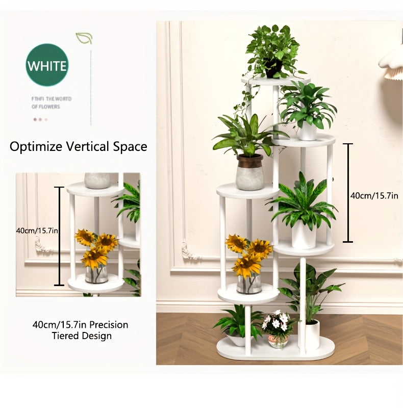 1pc Étagère à Plantes Moderne en Bois à Plusieurs Niveaux avec Finition Brossée - Présentoir pour Pots de Fleurs Intérieur/Extérieur, Construction en Bois Durable Adaptée pour Jardin, Balcon - Étagère Économiseur d'Espace pour Pots et Plantes