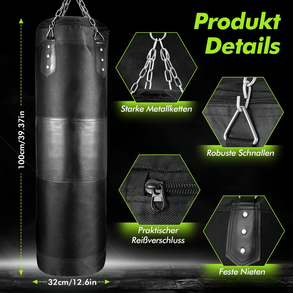Sacs de frappe pour adultes, à suspendre non remplis, sacs de frappe lourds de 100 cm, sac de kick-boxing pour adultes, support de sac de frappe, pour entraînement MMA, Muay Thai, Karaté, Taekwondo
