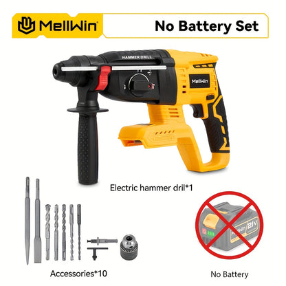 Perceuse-visseuse à percussion sans fil 1680W, moteur brushless, 4 vitesses, multifonction (perçage/démolition/burrinage), pour béton, acier, brique et bois, professionnelle pour usage domestique et industriel, avec foret