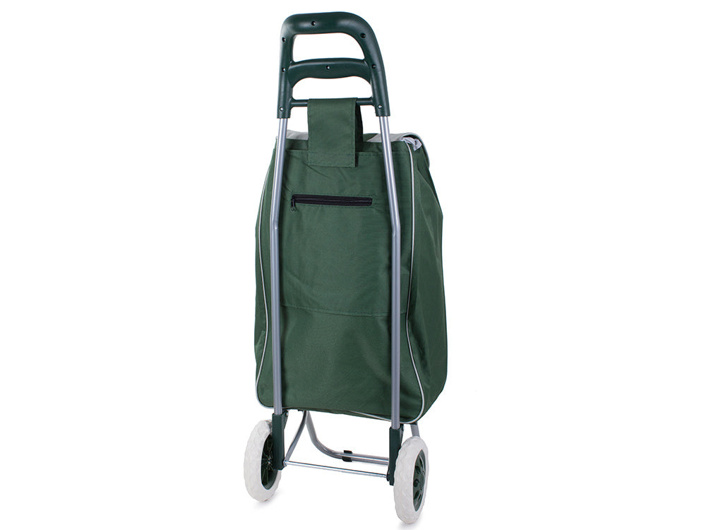 Chariot de courses pliable avec roues, robuste et spacieux, avec poche et poignées, pratique pour transporter des courses lourdes, base stable, grandes roues et poignée durable, en matériau imperméable, facile à nettoyer, poche pour verrouillage ou portef
