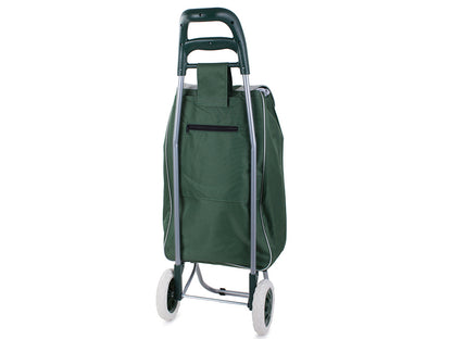 Chariot de courses pliable avec roues, robuste et spacieux, avec poche et poignées, pratique pour transporter des courses lourdes, base stable, grandes roues et poignée durable, en matériau imperméable, facile à nettoyer, poche pour verrouillage ou portef
