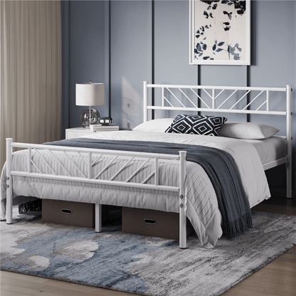 Costoffs Cadre de lit en metal simple Lit en Métal pour Adultes Grande Espace en Lattes Moderne
