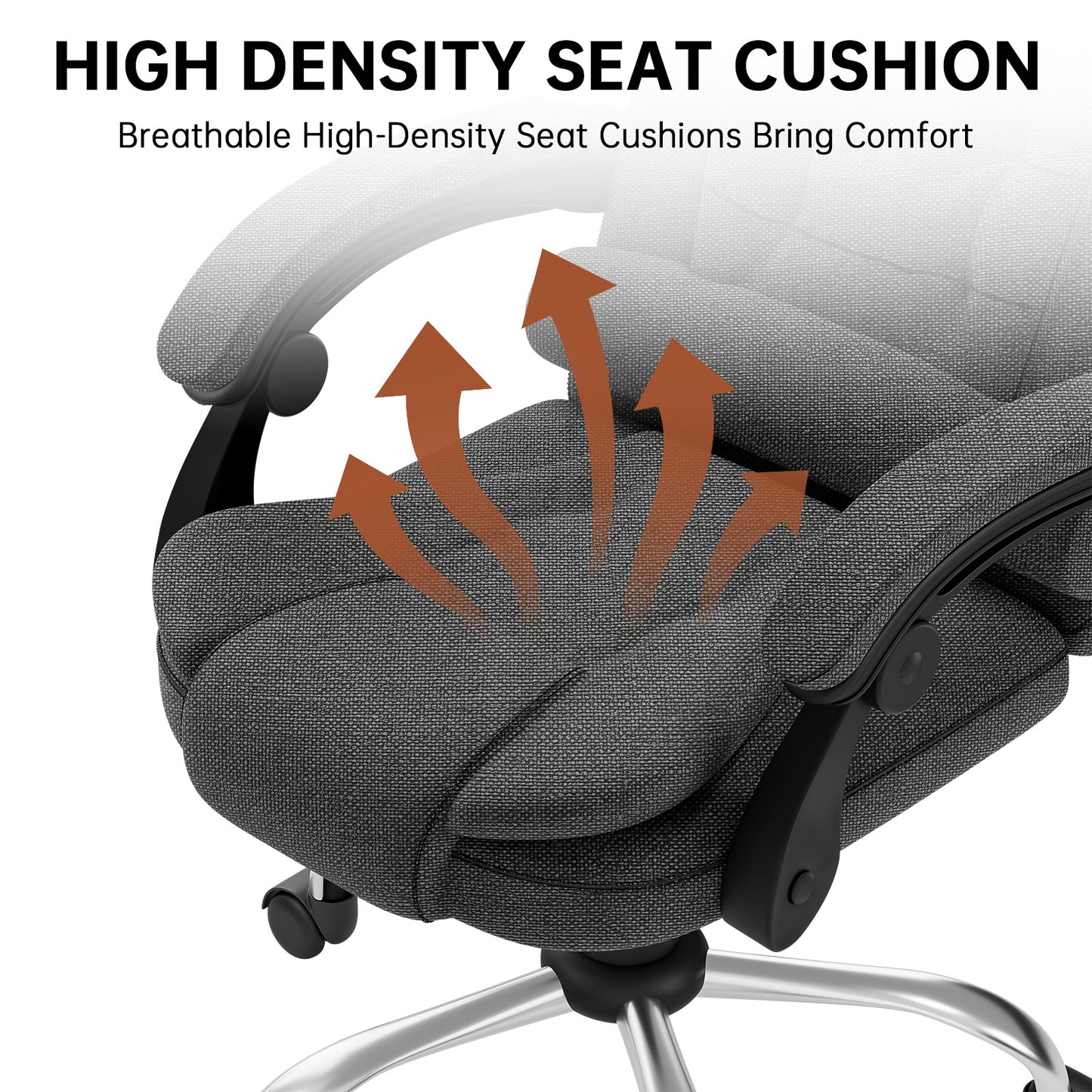 Chaise de bureau exécutive haute dossier, chaise de bureau ergonomique inclinable avec fonction d'inclinaison, chaise d'ordinateur robuste pour le travail à domicile