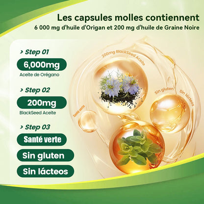 VIVONU Huile d'origan plus huile de graines noires, capsules huile d'origan équilibrée, capsules molles d'huile d'origan