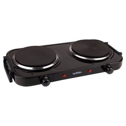 Plaque chauffante double avec poignées pliables, 2000 watts, 2 zones de cuisson à induction, chacune Ø 155 mm, contrôle de température en continu, plaque de cuisson de camping mobile double Grafner