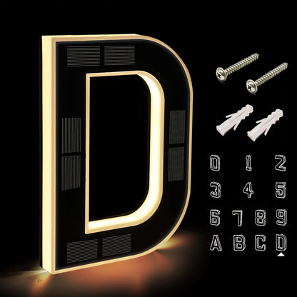 Panneau d'adresse solaire LED 23 cm, numéro de maison numérique LED, sans fil, installation facile, éclairage LED intelligent, idéal pour identifier les adresses de maisons ou de centres commerciaux