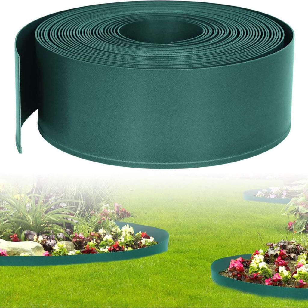 Bordure de Pelouse en Plastique 20m - Rouleau de Bordure pour Jardin, Clôture de Jardin, Bordure de Parterre de Fleurs, Décoration de Jardin, Anthracite/Gris/Vert
