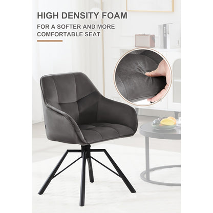 2 chaises de salle à manger pivotantes, mobilier de salle à manger confortable, fauteuil avec housse en velours, convient pour salle à manger, salon et bureau