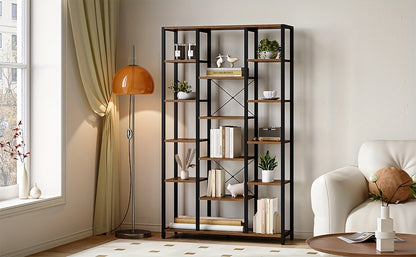 Étagère, étagère debout avec 6 niveaux 15 étagères, étagères ouvertes réglables, pour salon, bureau, chambre, 30 X 100 X 170cm, brun-vin noir