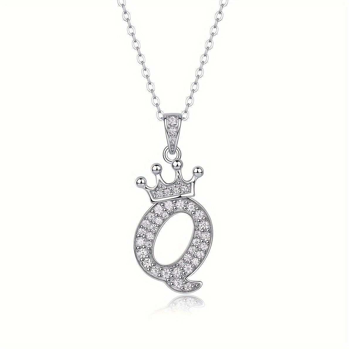 Collier lettre couronne en moissanite en argent S925 plaqué, avec 26 pendentifs lettres entièrement sertis, cadeau idéal pour la rentrée, la remise des diplômes, le quotidien, la Saint-Valentin ou les anniversaires