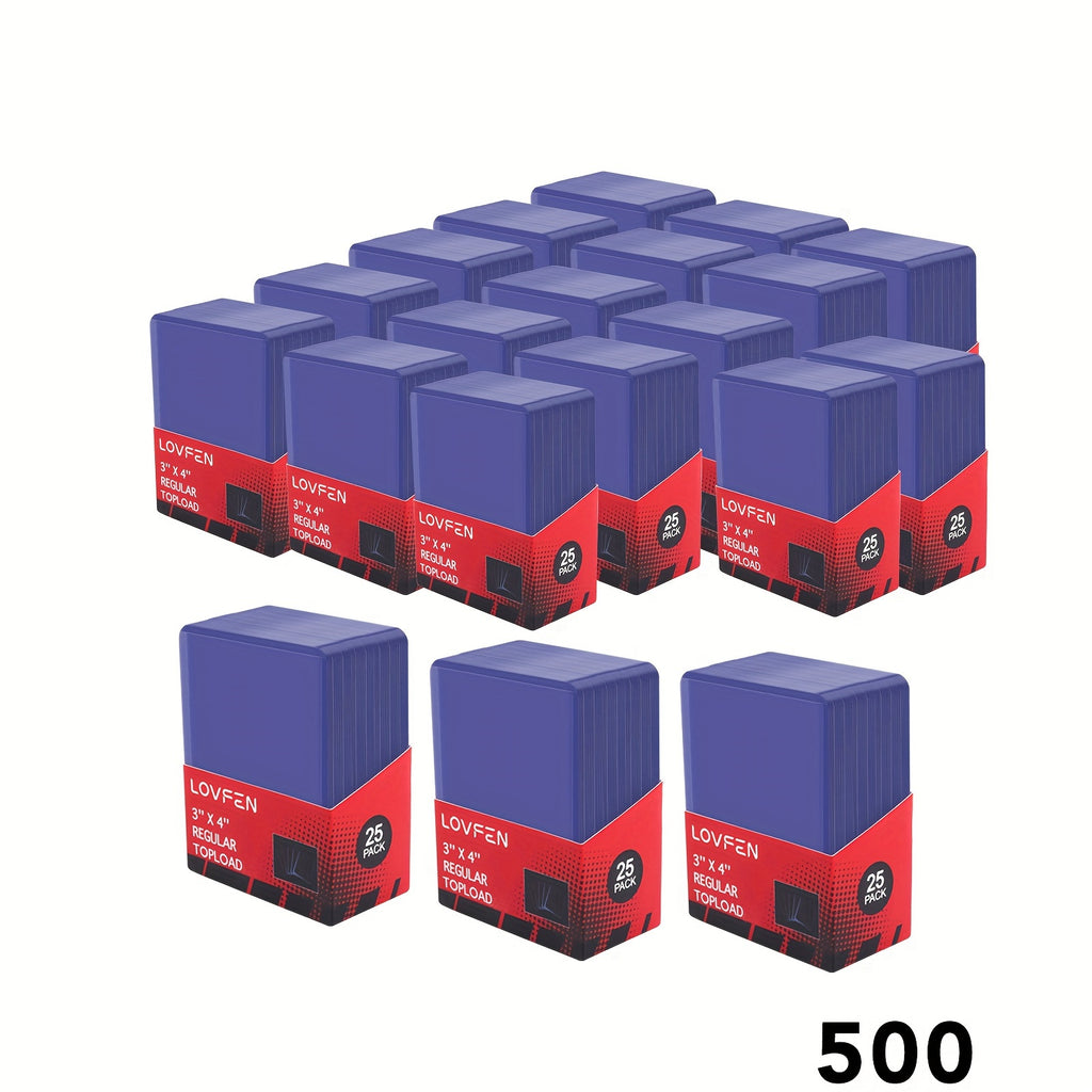 LOVFEN - 35pt Pochettes de  pour Cartes - Lot de 500 (20x25 Paquets) - Format Standard 7,62x10,16 cm - Protégez Vos Cartes de Baseball et Sportives avec Ces Pochettes en Plastique Dur Transparent