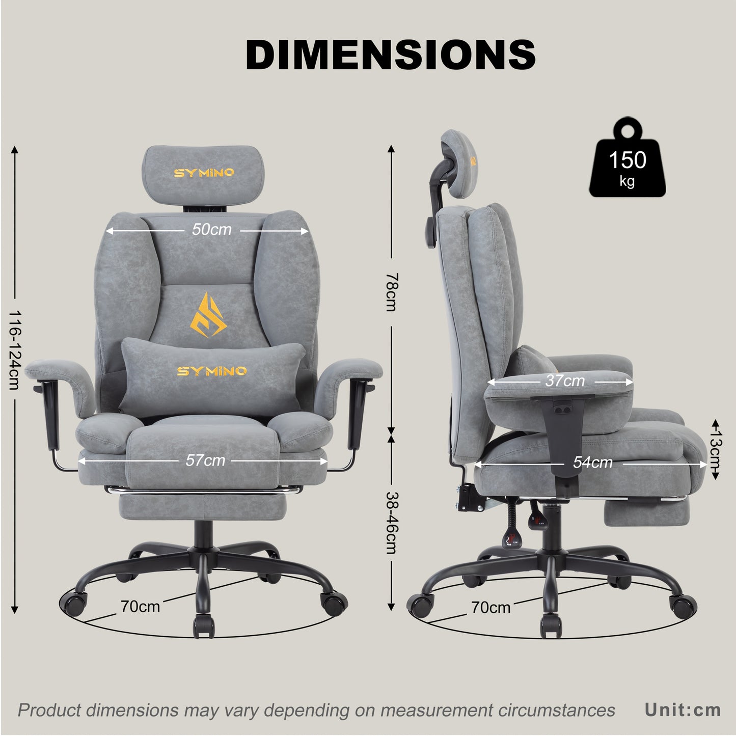 Fauteuil de gaming SYMINO, chaise de bureau ergonomique en cuir PU avec support lombaire - Fauteuil de bureau d'ordinateur inclinable pour adultes, siège de jeu vidéo style course (hauteur et appui-tête réglables)