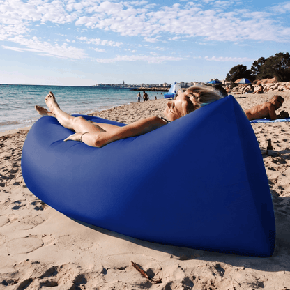 CANAPÉ GONFLABLE SAC PARE-PLUIE MATRASSE DE PLAGE 190CM XXL. Matelas Gonflable pour Eau et Jardin en Bleu Marine. Canapé de Plage Auto-Gonflant en Nylon Nylon Premium Épais. Matelas Double Chambre Imperméable pour Natation et Piscine. Canapé Gonflable Lég