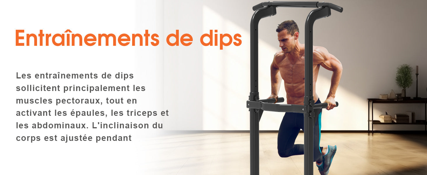 DH FitLife Power Tower Dip Station| Barre de traction autonome | Barre de dips pour le dos | Station de musculation Power Tower | Station de fitness | Rack de puissance pour salle de sport à domicile