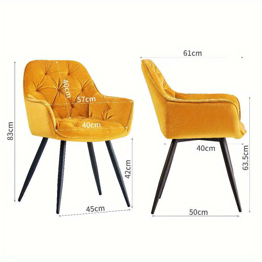 Lot de 2/4/6 Chaises de Salle À Manger Avec Assise Rembourrée En Velours Épais, Pieds En Métal, Accoudoirs Et Dossier ; Chaise D'Angle Pour Salon Ou Pièce À Vivre
