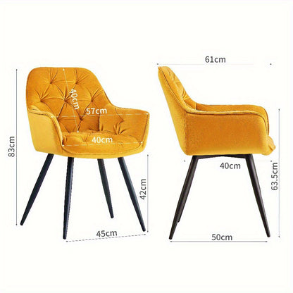 Lot de 2/4/6 Chaises de Salle À Manger Avec Assise Rembourrée En Velours Épais, Pieds En Métal, Accoudoirs Et Dossier ; Chaise D'Angle Pour Salon Ou Pièce À Vivre