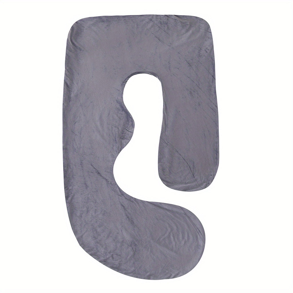 Oreiller de grossesse en velours de cristal en forme de J 70 X 145 cm - Soutien lombaire et abdominal, haute résilience, ultra confort