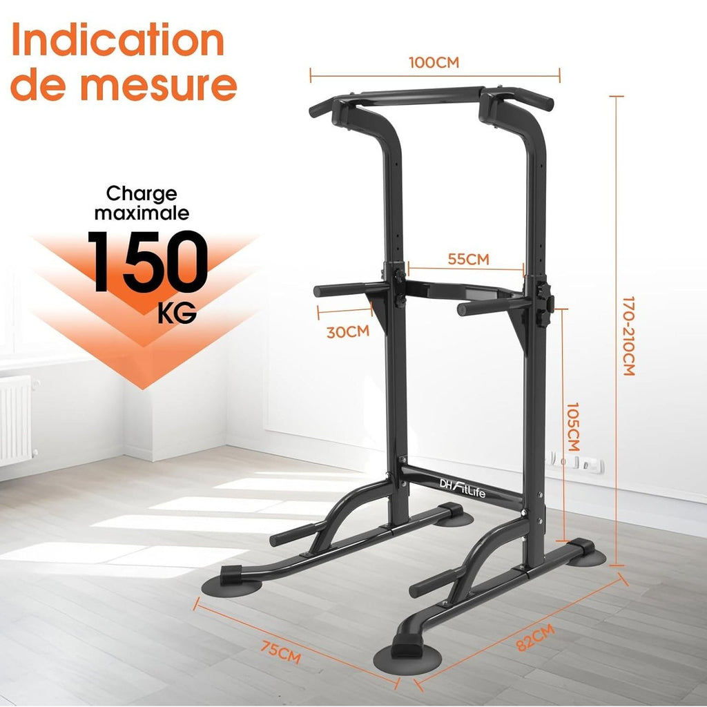 DH FitLife Power Tower Dip Station| Barre de traction autonome | Barre de dips pour le dos | Station de musculation Power Tower | Station de fitness | Rack de puissance pour salle de sport à domicile