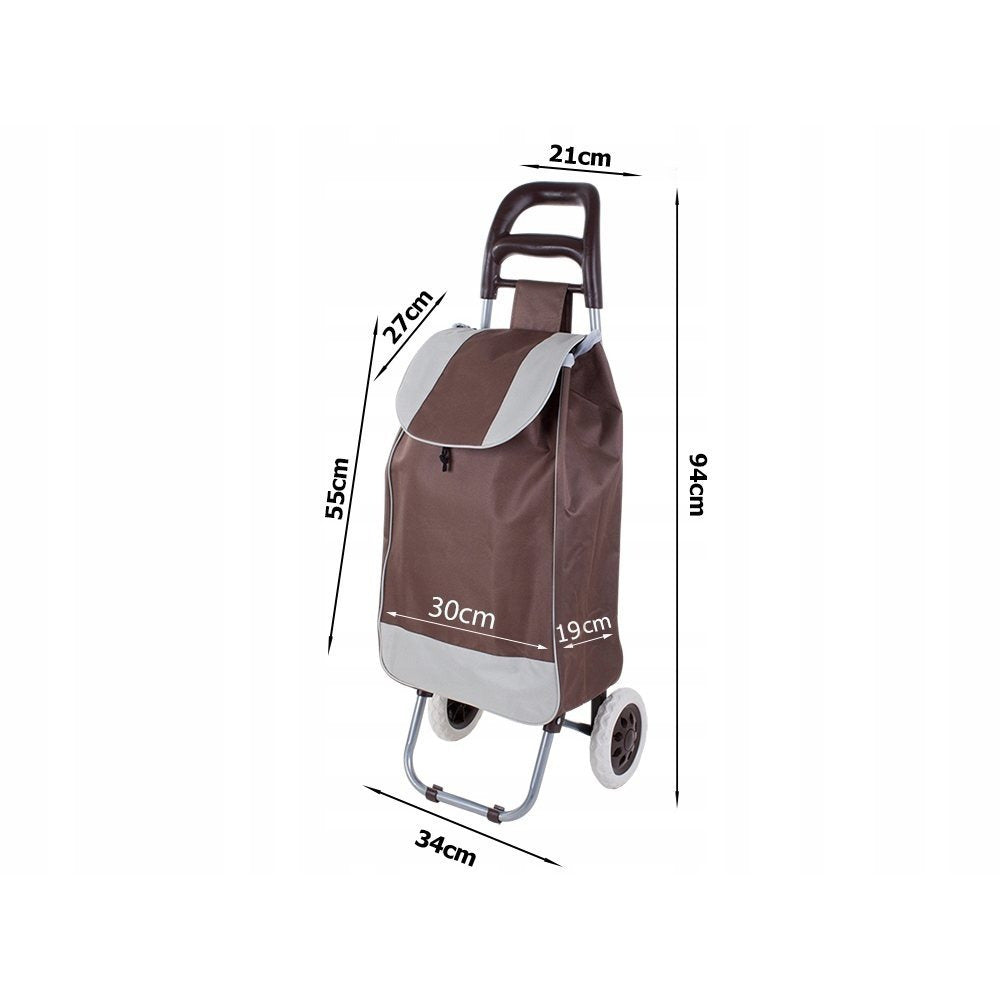 Chariot de courses pliable avec roues, robuste et spacieux, avec poche et poignées, pratique pour transporter des courses lourdes, base stable, grandes roues et poignée durable, en matériau imperméable, facile à nettoyer, poche pour verrouillage ou portef