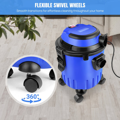 Aspirateur 3-en-1 pour sols secs et humides, extracteur de poussière industriel avec moteur puissant, fonction de soufflage, réservoir de 15L, prise d'énergie et filtres HEPA lavables, pour atelier domestique et usage professionnel