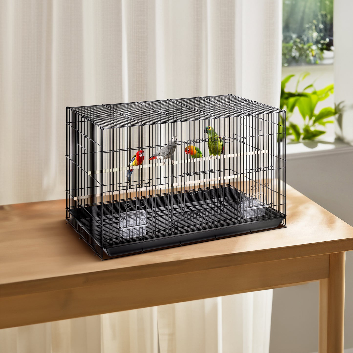 Cage à oiseaux VEVOR 30 pouces, grande cage en métal pour perruches ondulées, calopsittes, petits perroquets, perruches, inséparables, canaris, cage pour oiseaux de compagnie avec support roulant et bac à litière