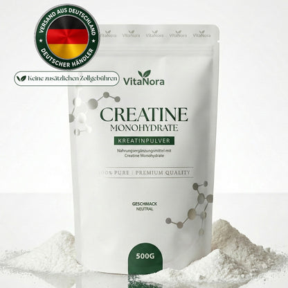 Creatine Monohydrate en Poudre 500G - Pack en Vrac avec Environ 100 Rations à 5G - Micronisé (Maille 200) - La Créatine Augmente la Performance Physique Lors d'Exercices de Haute Intensité de Courte Durée - Végan, Pur et Sans Additifs.