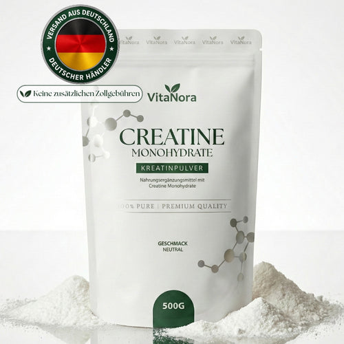 Creatine Monohydrate en Poudre 500G - Pack en Vrac avec Environ 100 Rations à 5G - Micronisé (Maille 200) - La Créatine Augmente la Performance Physique Lors d'Exercices de Haute Intensité de Courte Durée - Végan, Pur et Sans Additifs.