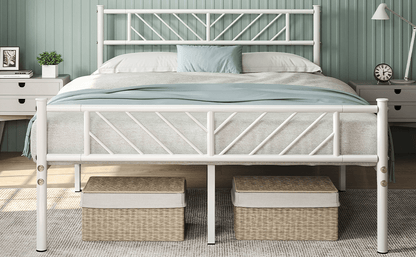 Costoffs Cadre de lit en metal simple Lit en Métal pour Adultes Grande Espace en Lattes Moderne