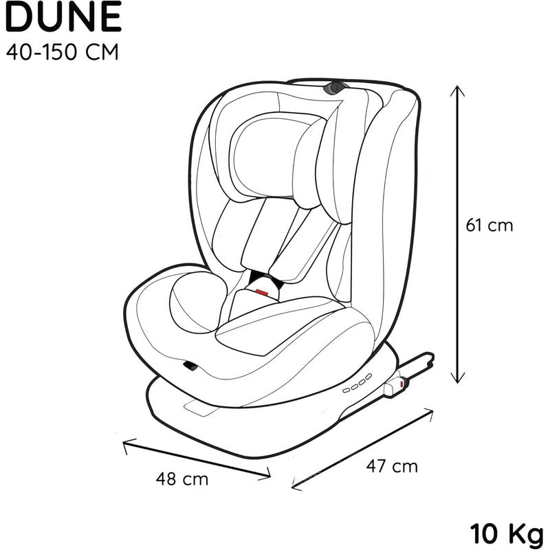 Dune, Siège auto, i-Size, Pivotant 360, évolutif, naissance et jusqu'à 12 ans environ, Groupe 0/1/2/3, 40-150 cm, Siège Auto ISOFIX, Rotation 360, Inclinable, Appui-tête réglable