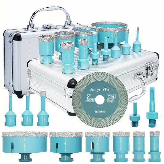 Kit de 4 ou 12 pièces de mèches à carotter de haute qualité, ensemble de mèches et adaptateur pour porcelaine, céramique, granit, marbre, maçonnerie, pierre avec filetage M14, mèche à trou, mèches pour carrelage, mèche à carrelage à sec, boîte à outils, o