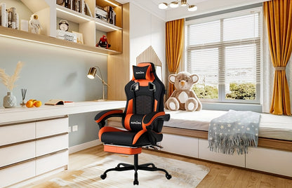 Chaise de Jeu SUKIDA, Chaise de Jeu Ergonomique avec Repose-Pieds, Chaise de Jeu de Course avec Appui-Tête Réglable et Soutien Lombaire Ajustable pour Bureau à Domicile et Jeux en Couleur Beige
