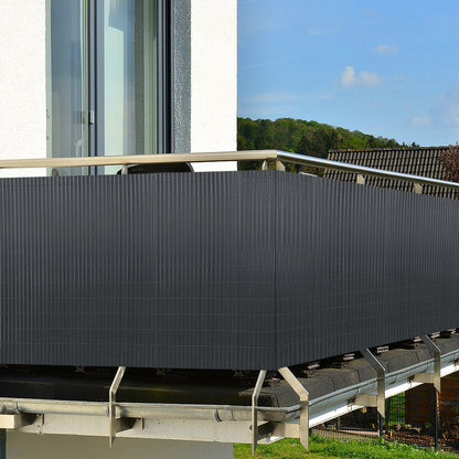 Clôture décorative de jardin en PVC, écran d'intimité en forme de W, écran d'intimité pour balcon avec attache-câble, anthracite, hauteur 80-200 cm, convient pour jardin et cour