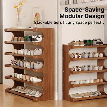 Un meuble à chaussures compact à 7 niveaux conçu pour les espaces d'angle dans les maisons, les résidences étudiantes ou les locations, maximisant l'efficacité du stockage. Ces armoires à chaussures s'intègrent bien dans divers types de pièces.