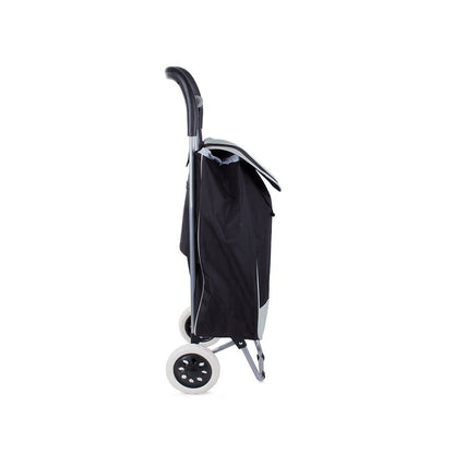 Chariot de courses pliable avec roues, robuste et spacieux, avec poche et poignées, pratique pour transporter des courses lourdes, base stable, grandes roues et poignée durable, en matériau imperméable, facile à nettoyer, poche pour verrouillage ou portef