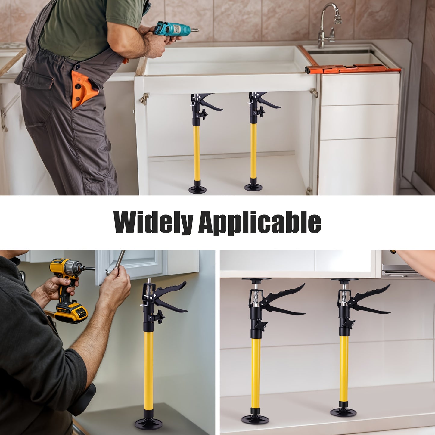 2 pièces, Poteau de Support, Poteau de Support Réglable + Portée Télescopique 50-115 cm, Charge Verticale 79,83 KG, Structure Stable avec Verrou Antidérapant, Assemblage Facile, Support Troisième Main + pour Installation de Porte de Construction de Cuisin