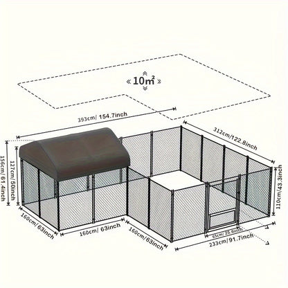 Poulailler d'extérieur en métal : Cage à poules robuste en métal galvanisé, cour de volaille, cage d'accès facile, avec couverture Oxford anti-uv et couverture résistante à l'eau, pour poules, canards, oies d'extérieur, pour cour, ferme