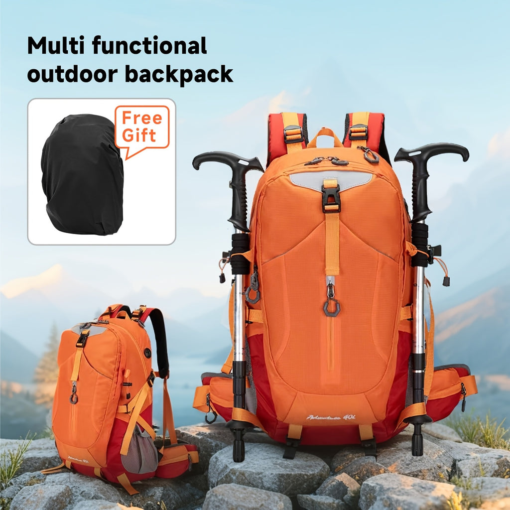Sac à dos de randonnée léger 40L | Système de dos ergonomique ventilé et amortissant les chocs, espace de rangement multifonctionnel extensible, idéal pour les voyages, le camping, l'escalade en plein air, le travail et l'école, disponible en noir/rouge/j