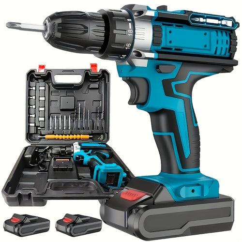 Perceuse à Percussion Électrique Rechargeable, 21V, 3000 tr/min, avec Batterie Lithium Rechargeable, 32 Couple, Outil DIY Maison, Tournevis Sans Fil, Bricolage Maison