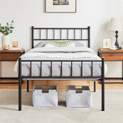 Costoffs Cadre de Lit Métallique Moderne Cadre de Lit avec Sommier à Lattes Surface de Couchage Lit d'invité Gain de Place Idéal pour Dortoir Studio Petit Appartement Chambre ou Maison d'Hôtes Style Industriel