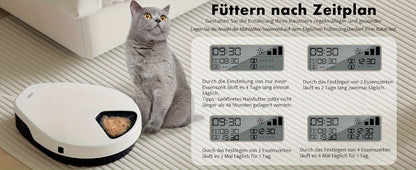 Distributeur automatique de nourriture humide pour chat avec refroidissement, technologie de réfrigération à semi-conducteur, fonction de minuterie, 5 compartiments pour 330 g de nourriture pour chaque animal, assiettes premium, lavable, pour chats et chi
