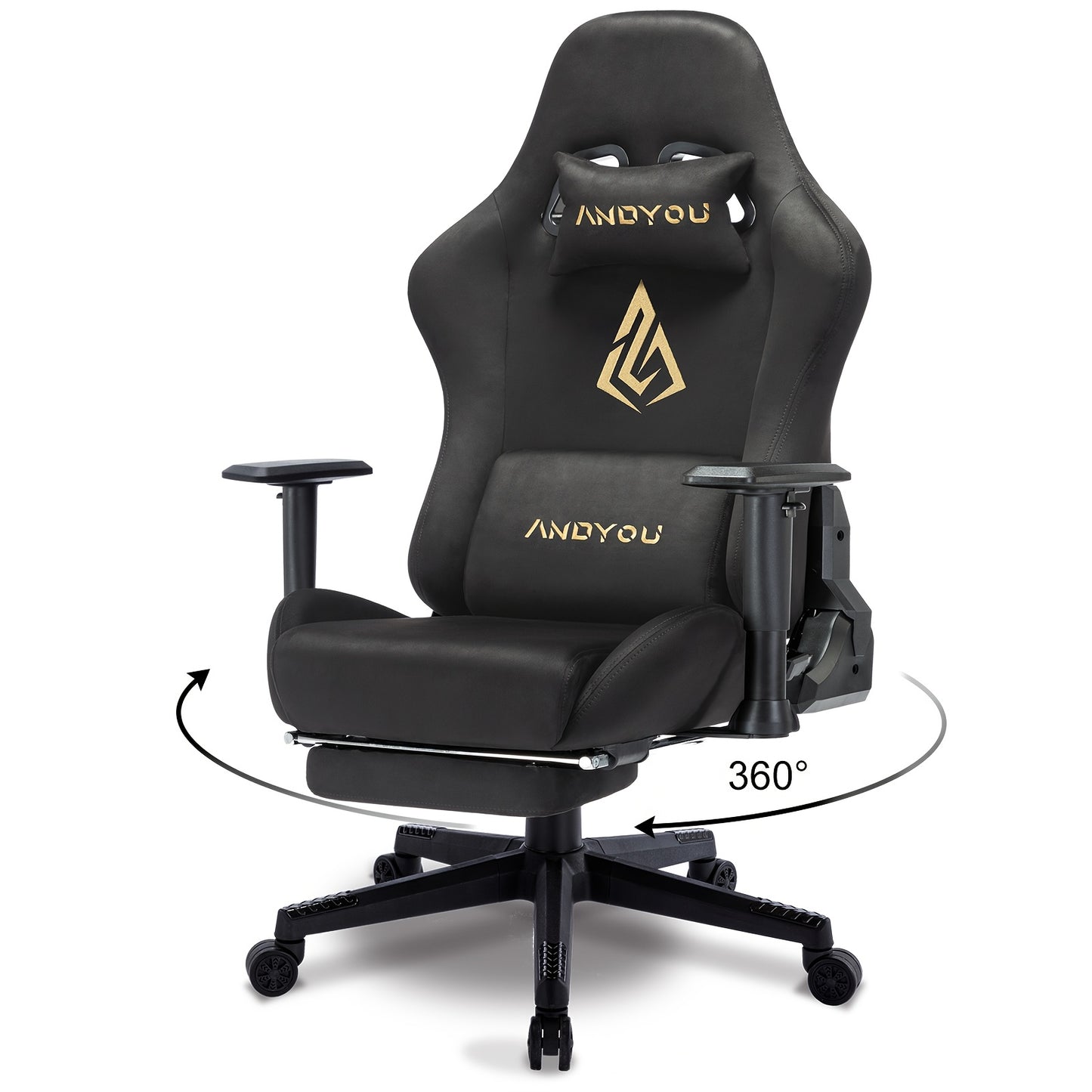 ANDYOU Chaise Gaming, Chaise de Bureau Respirante, Tissu de Haute Qualité Doux et Similar à la Fourrure Synthétique. Chaise PC Ergonomique, Chaises de Travail Pivotantes Réglables avec Repose-Pieds